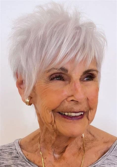 Feathered Pixie With Bangs For Older Women Short Hair Older Women Hair