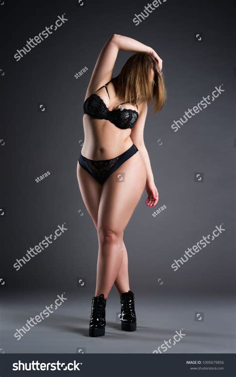 Plus Size Sexy Model Black Lingerie Stock Photo 1095679856 Shutterstock