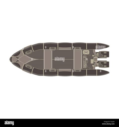 Vector Inflatable Boat Flat Icon Top View Isolated Vessel Design Motor