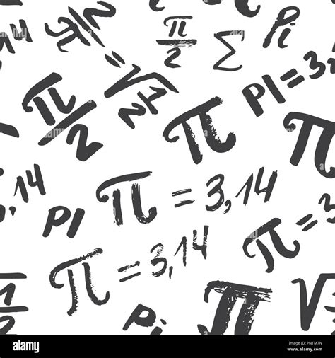 Pi Symbol Seamless Pattern Vector Illustration Hand Drawn Sketched