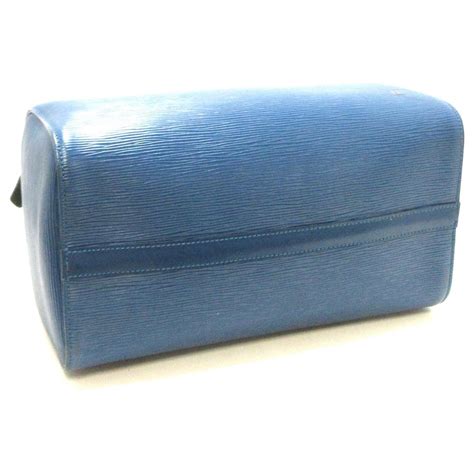 Speedy Louis Vuitton Schnell 30 Blau Leder Ref 384501 Joli Closet