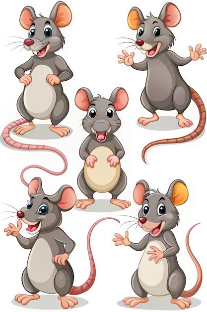 Cartoon Rats Collection Vector Illustration Of Funny Rats In Various