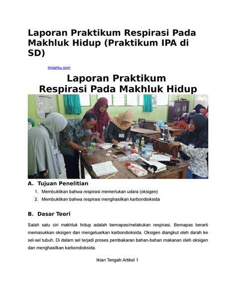 1 3 Laporan Praktikum Respirasi Pada Makhluk Hidup Laporan Praktikum