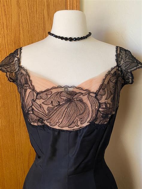 Vintage S LBD Adele Simpson Nude Illusion Dress S Gem