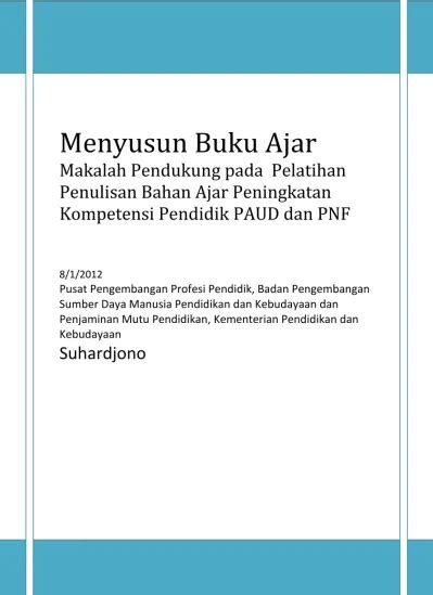 Menyusun Buku Ajar Makalah Pendukung Pada Pelatihan Penulisan Bahan