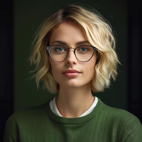 Premium Ai Image A Woman Wearing Glasses And A Green Sweater With A