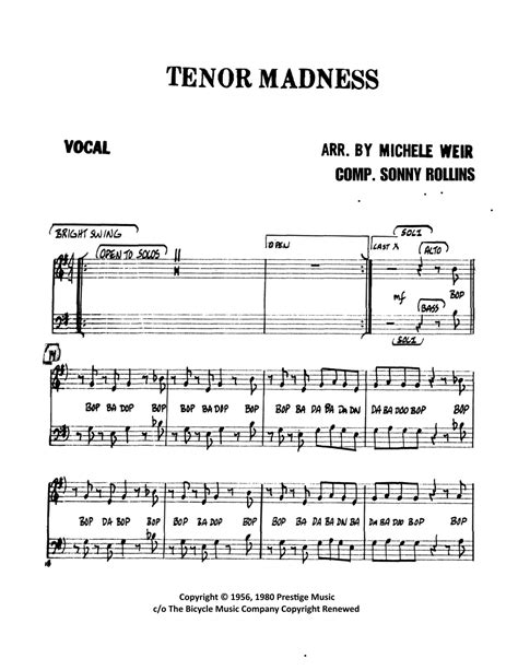 Tenor Madness Arr Michele Weir By Sonny Rollins Sheet Music For