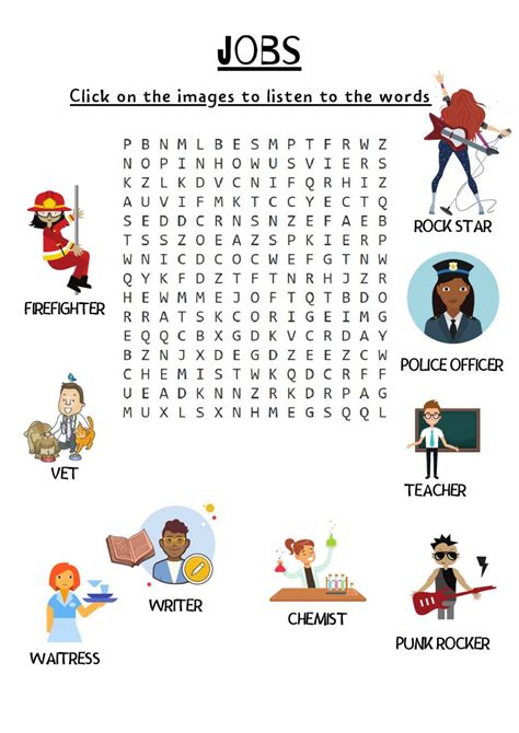 Jobs Wordsearch 272260 Smyvanwy Live Worksheets