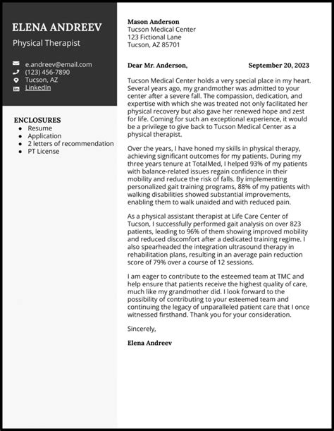 Physical Therapist Cover Letter Examples For