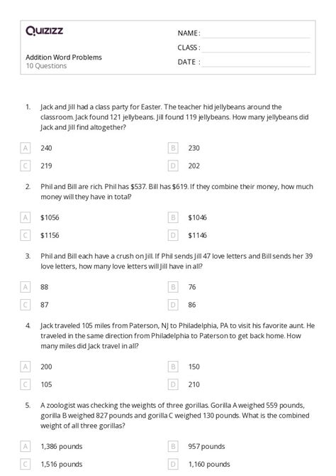 50 Addition Word Problems Worksheets On Quizizz Free And Printable