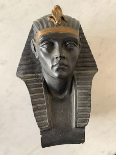 Egyptian King Tut Bust, Statue, Black With Gold Painted Details ...