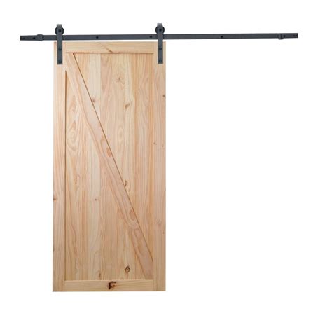 Calhome In X In Z Bar Unfinished Natural Wood Sliding Barn Door