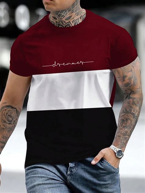 Manfinity Homme Men Letter Graphic Colorblock Tee Shein Usa