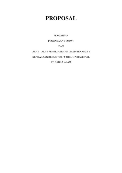 Contoh Proposal Pengadaan Kendaraan Operasional Pulp