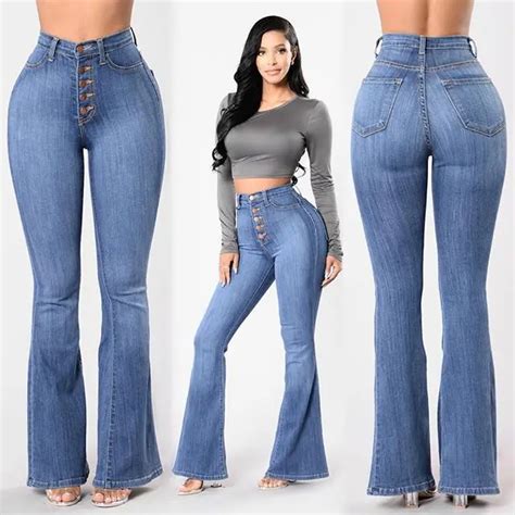 Long Butt Boost Cowboy Flared Pants Female Jeans High Waist Jeans Flared Pants Bell Bottom Jeans