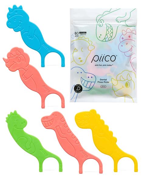 Buy Piico Unflavored Kids Floss - No Fluoride Dual Line Dental Floss Picks - Fun Oral Care in ...