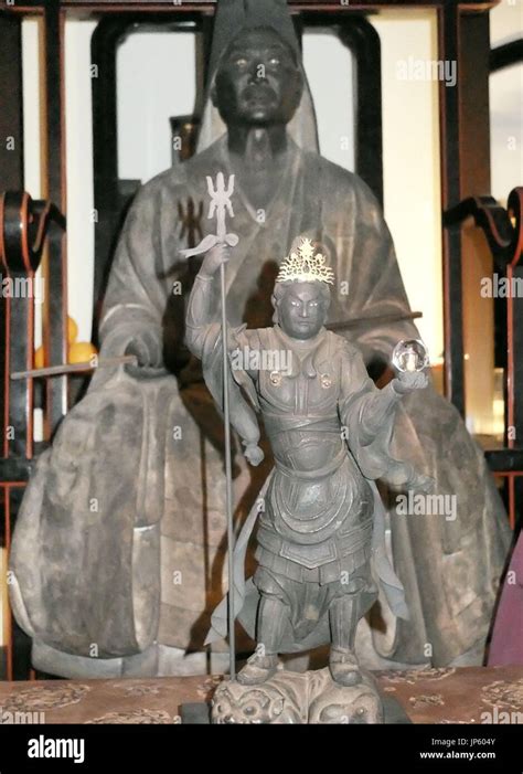 Kyoto Japan A Standing Statue Of Bishamonten Front Or Vaisravana