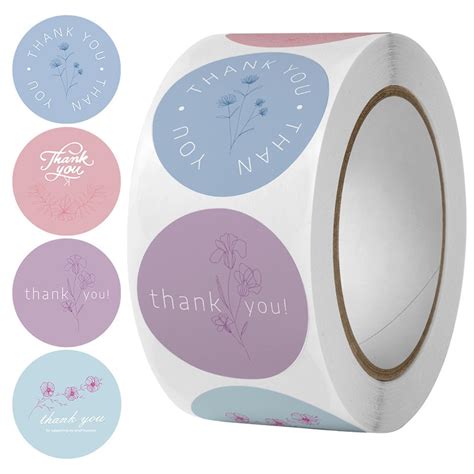 100 500pcs Roll 1inch Thank You Stickers Rose Flower Stationery