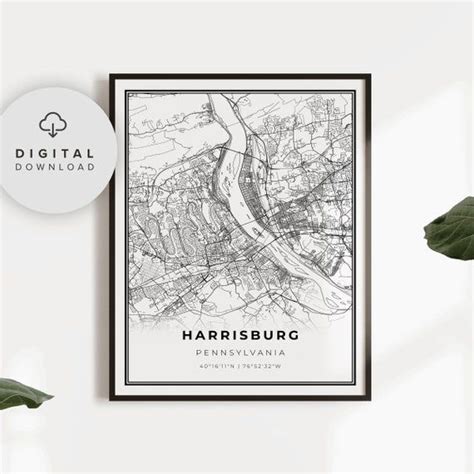 Harrisburg Map Print, Pennsylvania PA USA Map Art Poster, Printable ...