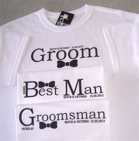 Groom Best Man And Groomsman Black Bow Tie Personalized Wedding T