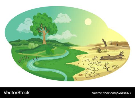 Climate Change Desertification Royalty Free Vector Image