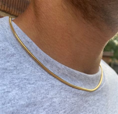 3 2mm 18K Gold Chain Necklace Mens Gold Snake Chain Gold Etsy