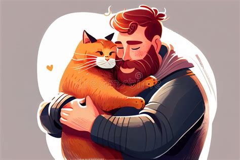 Cat Hugging Man Stock Illustrations 403 Cat Hugging Man Stock