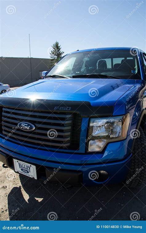 Blue Ford F150 Front View Two Editorial Image Image Of Close Speed