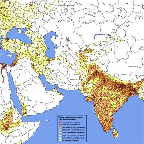 West/South Asia, population density, absolute amount of 1.5 million per surface : r/MapPorn