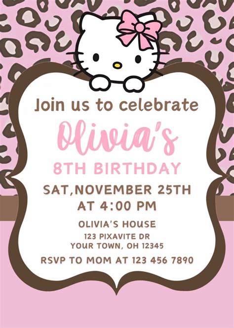 Editable Hello Kitty Birthday Invitation Template Lovely Invite