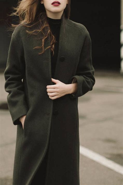 woman green coat green autumn coat warm wool coat alana etsy