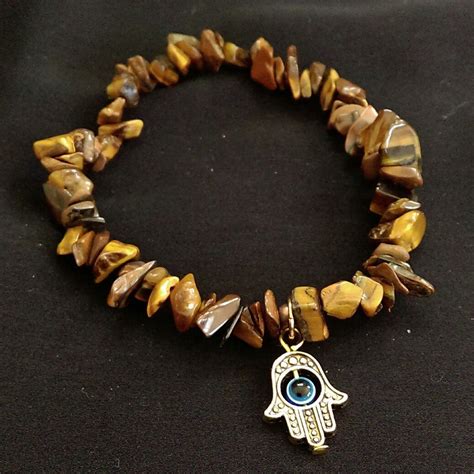 Tigers Eye Stretch Bracelet Gemstone Bracelet Stone Chips Tigers