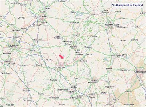 A Map of Northamptonshire England. Northamptonshire UK Map