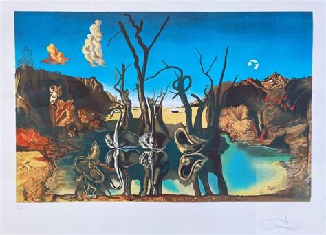 Salvador Dali Swans Reflecting Elephants Original Hand Signed