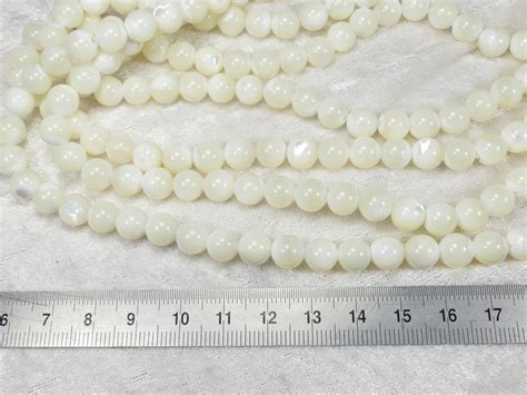 7 7 8mm X25 Perles De Nacre Blanche Ivoire Naturelle En Boule Lisse