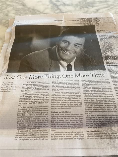 NY Times article today on watching Columbo during quarantine : r/Columbo