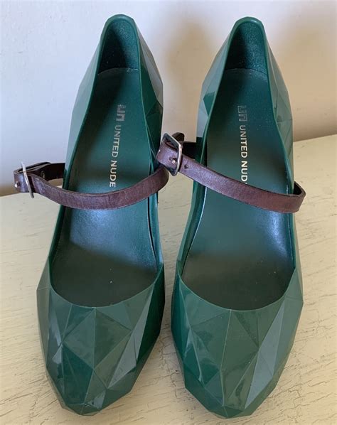 UNITED NUDE HEELS Lo Res Green Diamond Pumps SZ 37 L Gem