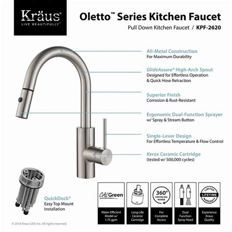 Kraus Oletto Single Handle Pull Down Kitchen Faucet With Dual Function