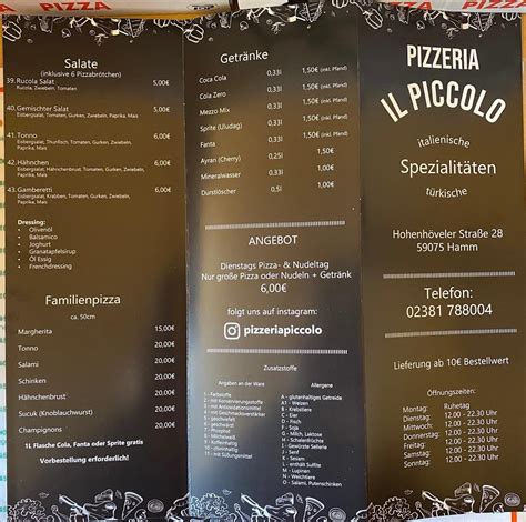 Menu At Pizzeria Piccolo Hamm