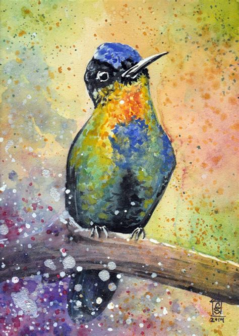 Peinture Aquarelle De Colibri Originale Pleine De Couleurs Etsy France