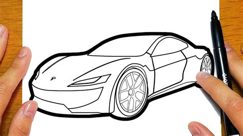 HOW TO DRAW A TESLA ROADSTER | Easy drawings - YouTube | Easy drawings ...