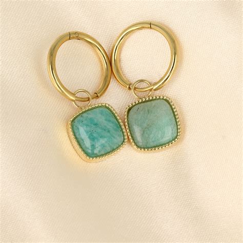 Oorbel Goud Amazonite Mm My Bendel