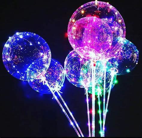 50 Balões Led Bubble Bexiga Transparente Decoração Vareta Festa