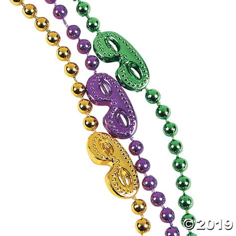 Mask Mardi Gras Beads (Per Dozen) | GlowUniverse.com