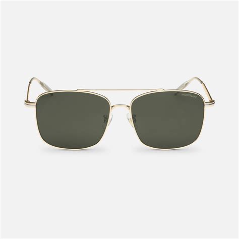 Rectangular Sunglasses with Gold Coloured Metal Frame - Luxury ...