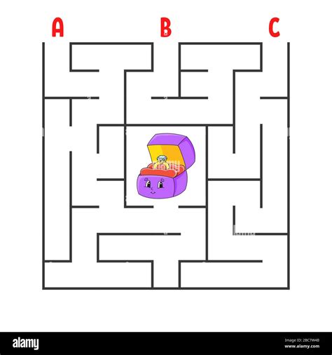 Square maze. Game for kids. Puzzle for children. Cartoon character ring ...