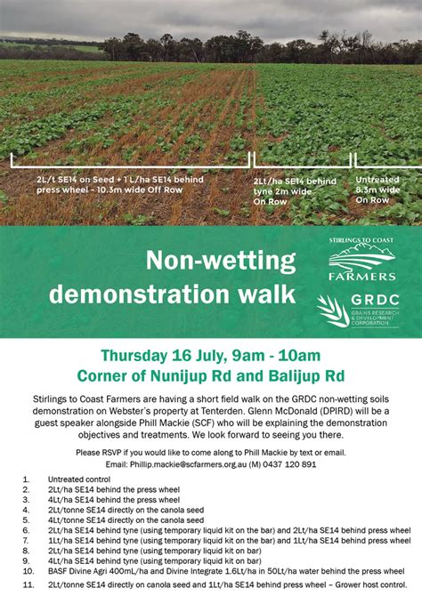 Non Wetting Demonstration Walk — Stirlings To Coast Farmers