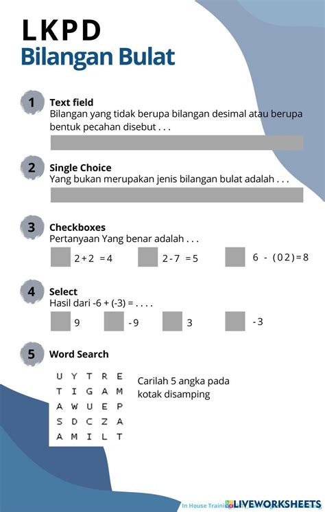 Lkpd Bilangan Bulat Live Worksheets