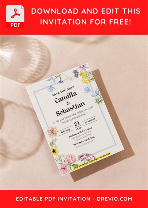 (Easily Edit PDF Invitation) Aesthetic Wildflower Wedding Invitation ...