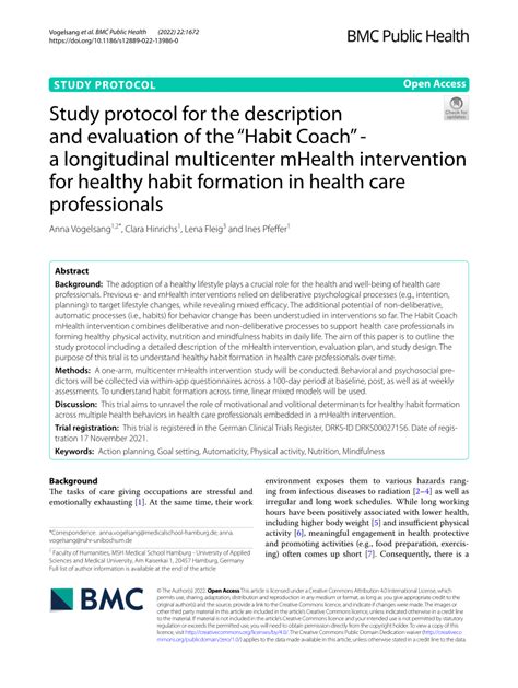 Pdf Study Protocol For The Description And Evaluation Of The Habit